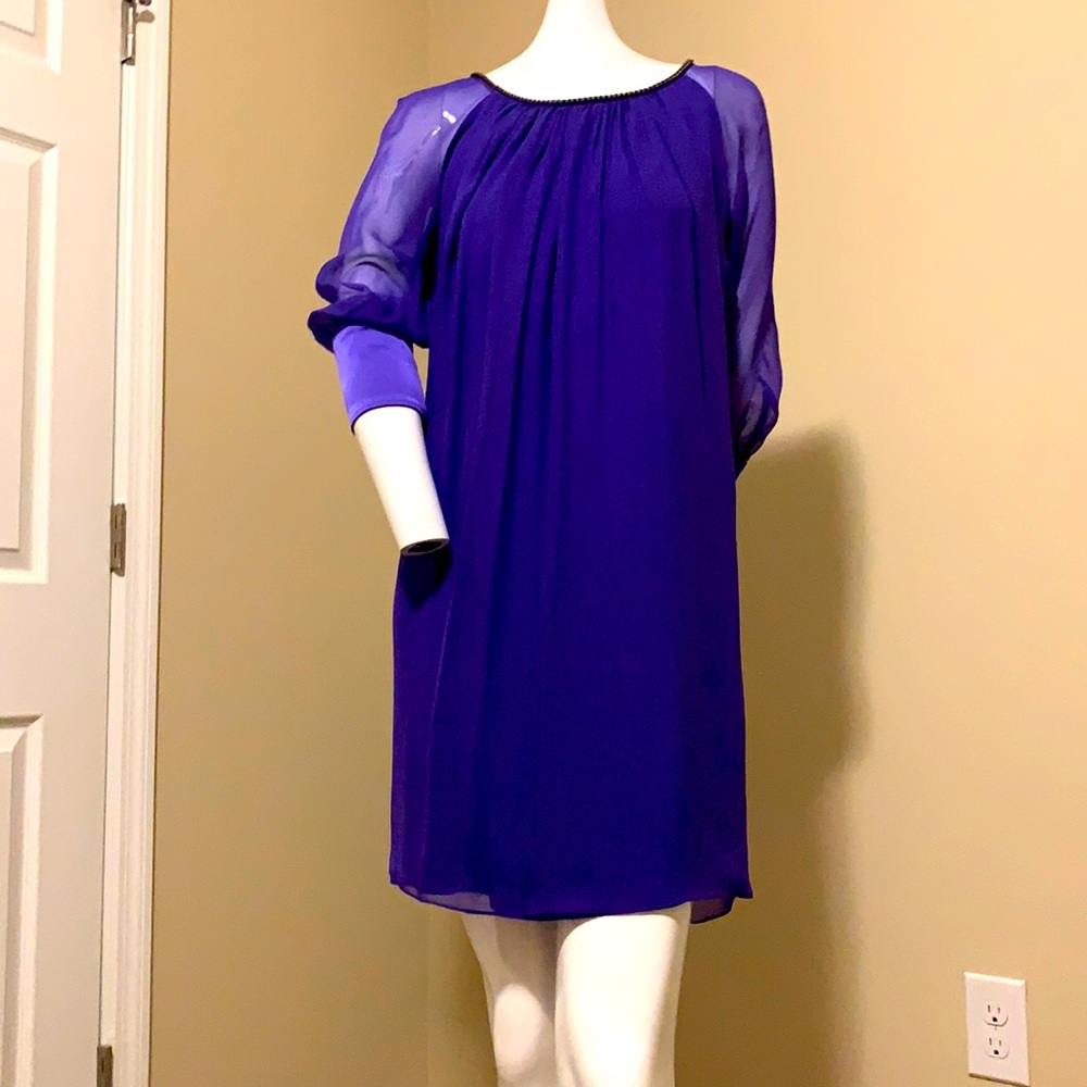 Adam Lippes Purple 100% Silk Chain Shift Dress 4 EUC NO DEFECT